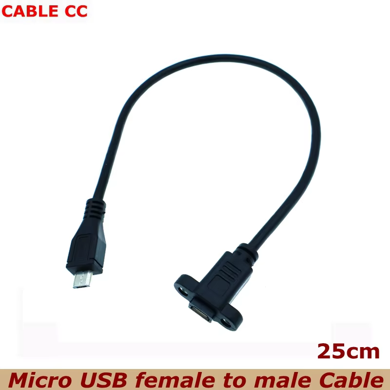 Cable de extensión USB panel mount con conectores B hembra y Micro USB macho