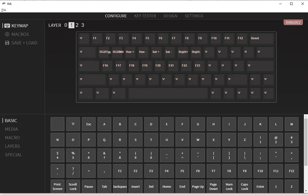 PCB del teclado con iluminación RGB