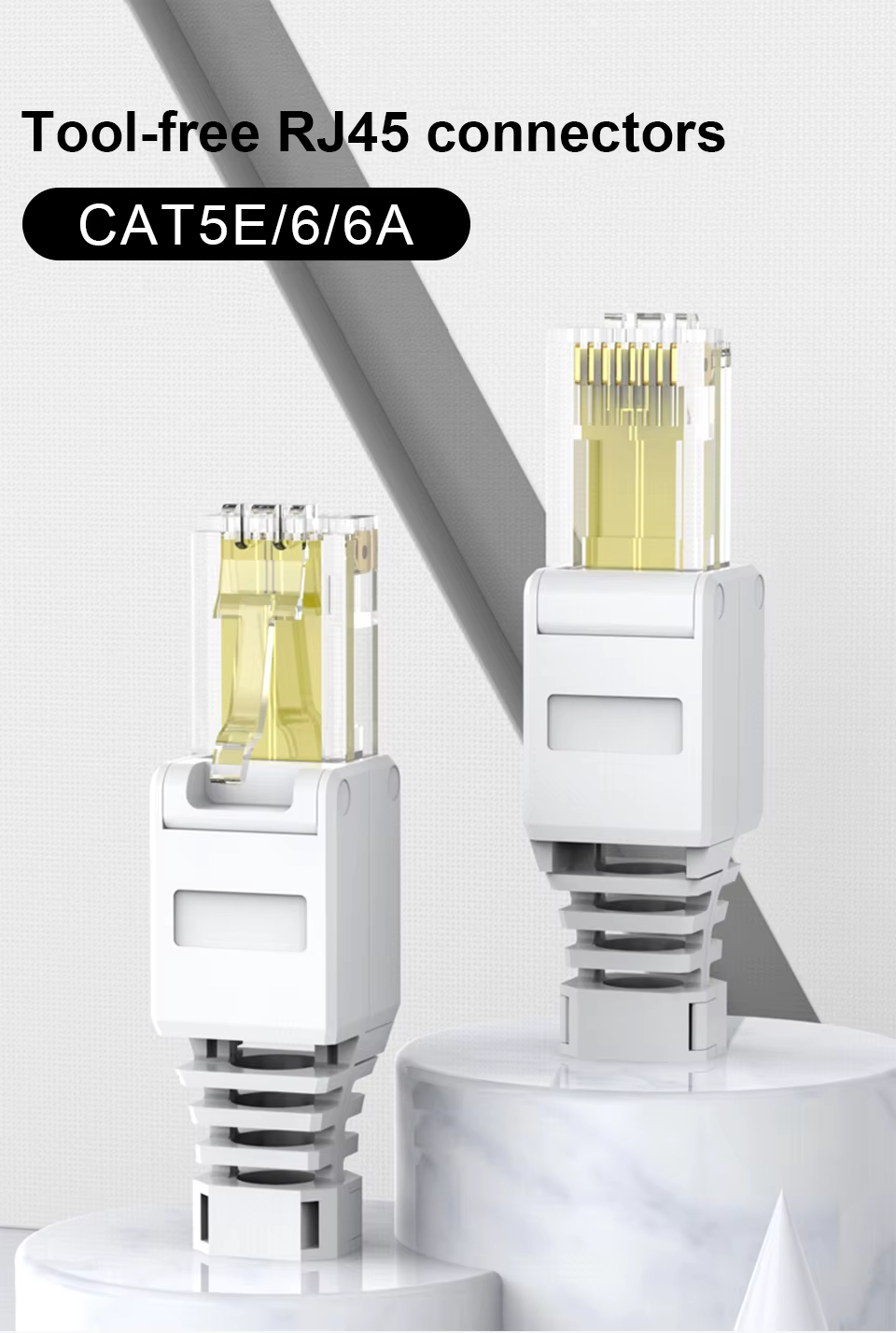 Conector RJ45 sin herramientas visto de frente