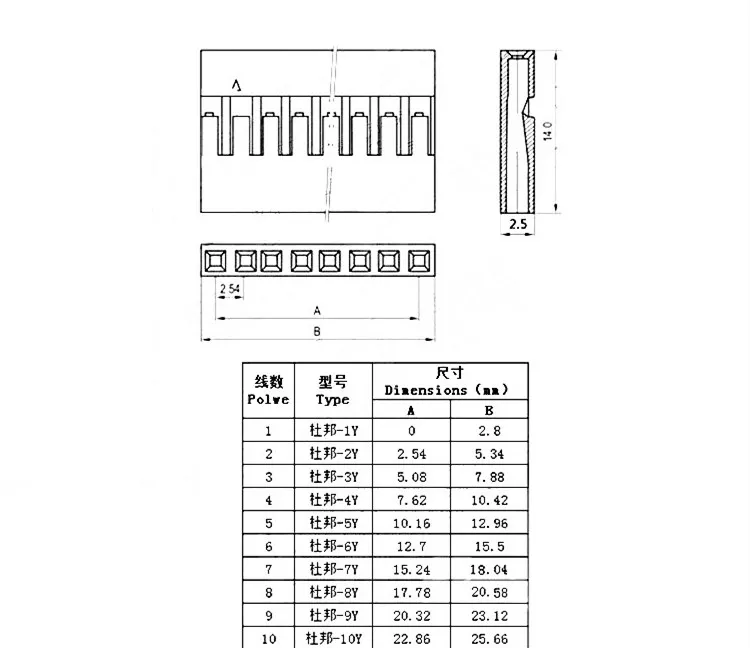 Conector hembra Dupont con cables de diferentes longitudes