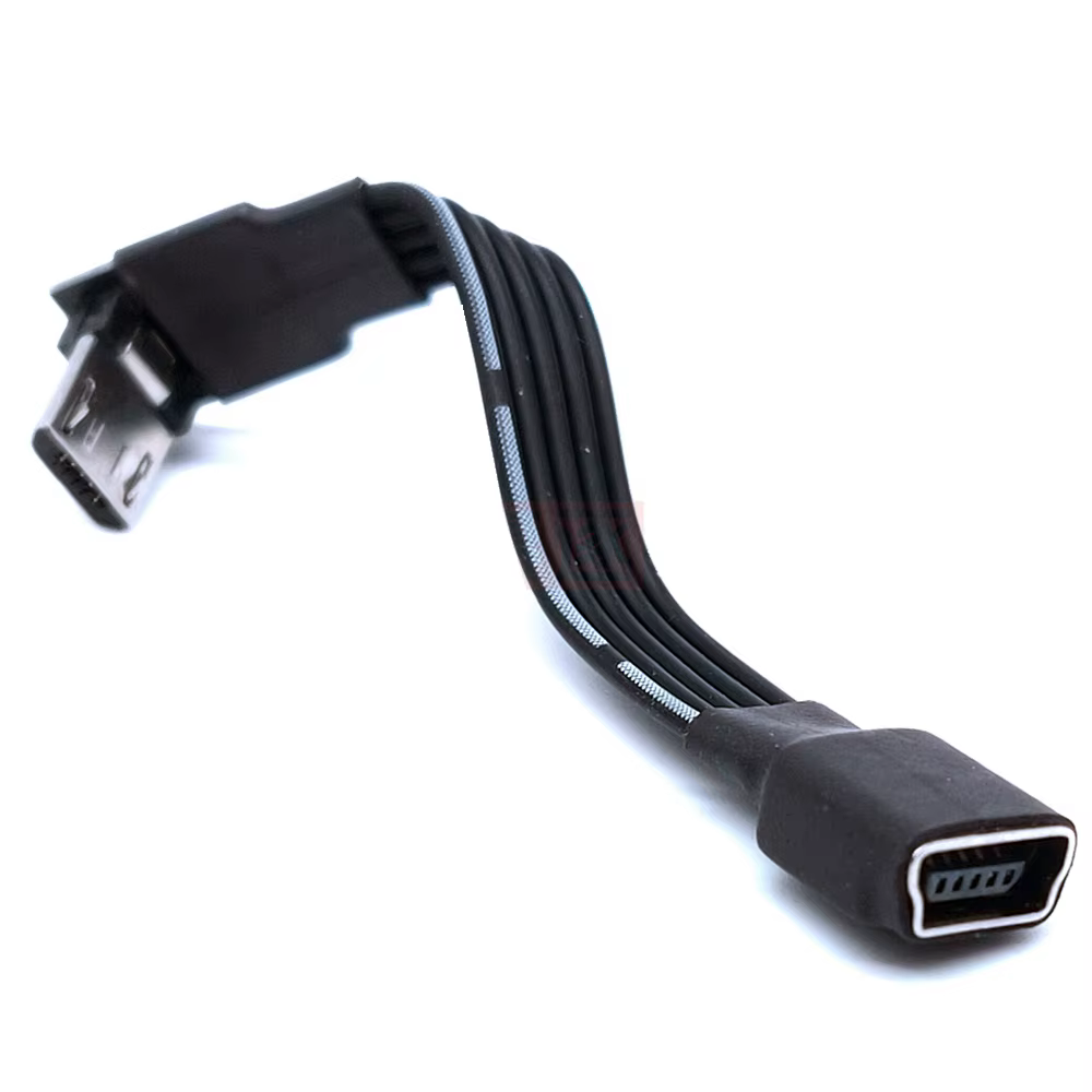 Cable adaptador mini USB vista lateral con conectores