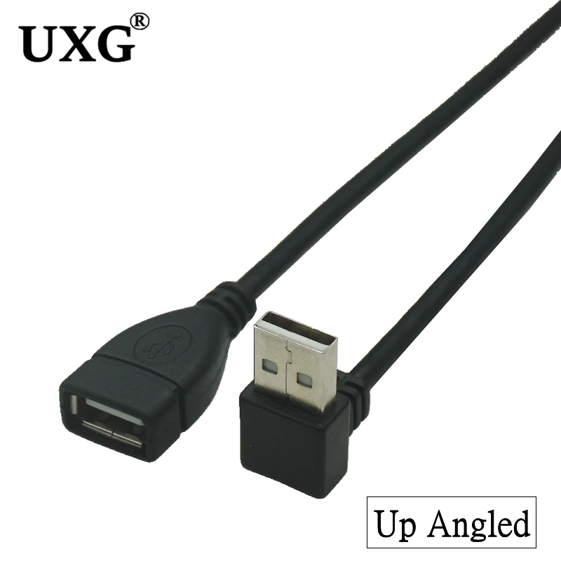 Cable Extensor USB 2.0 Macho-Hembra Angular 90° Negro
