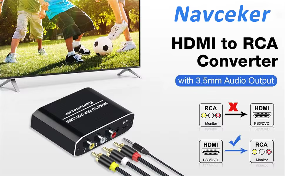 Conexión del adaptador HDMI a RCA