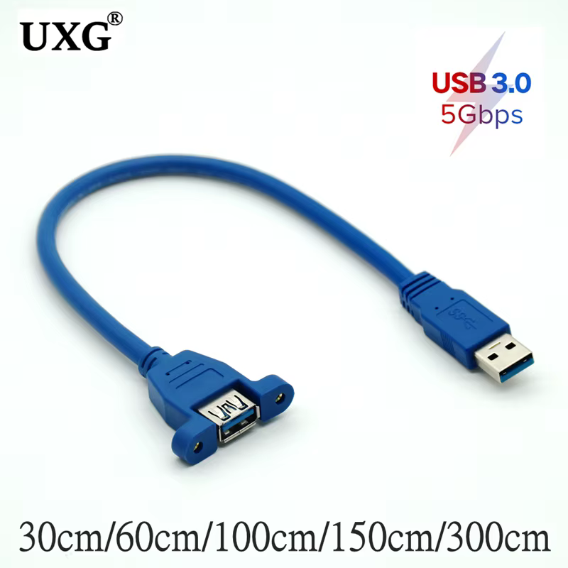 Extensor USB 3.0 Macho a Hembra con Tornillo para Panel