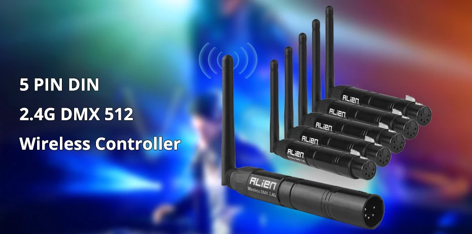 Transmisor y receptor ALIEN-DMX con conectores XLR