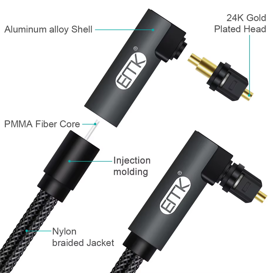 Conector Toslink 90°