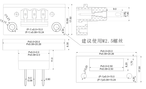Conjunto de conectores PCB de diferentes pines