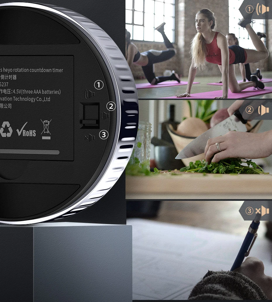 Temporizador con diferentes niveles de volumen