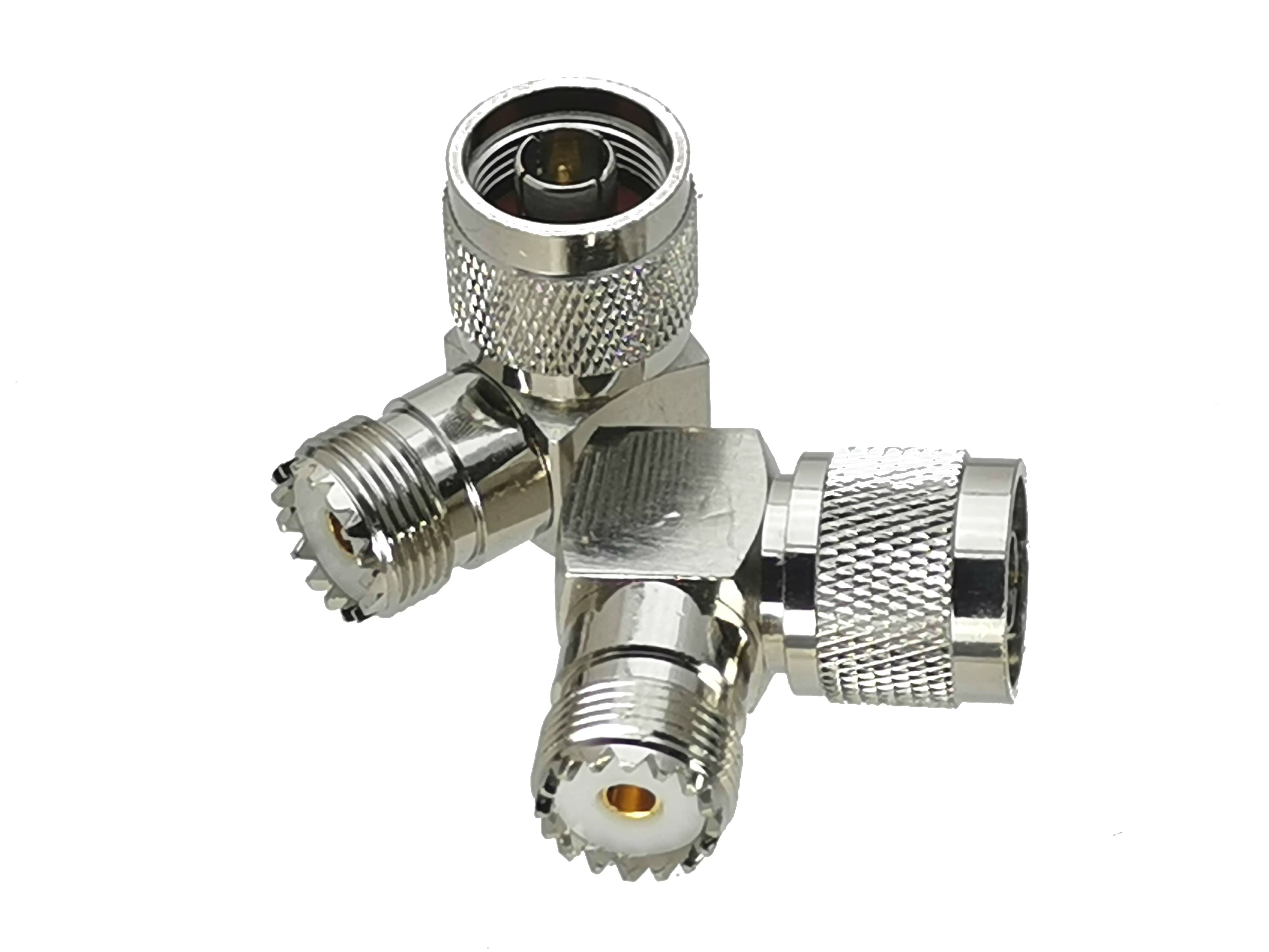 Adaptador UHF SO239 hembra a N hembra ángulo recto