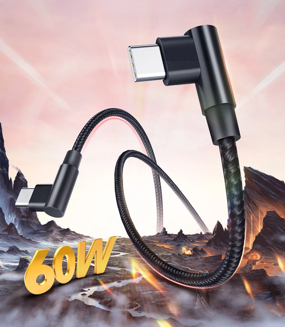 Cable USB-C doble conector en uso con smartphone y cargador