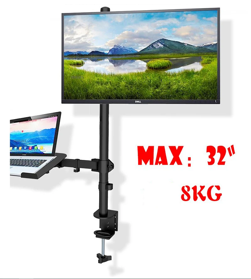 Brazo Monitor Dual con Bandeja Portátil - Altura Ajustable - imagen 3