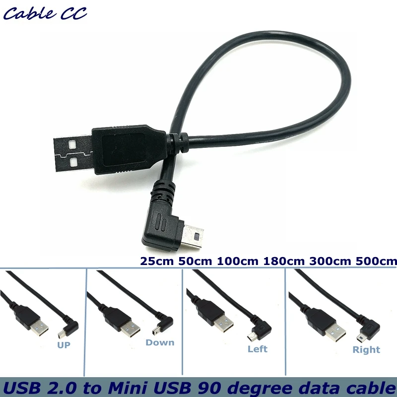 Cable USB 2.0 a Mini USB tipo B con conector ángulo 90°