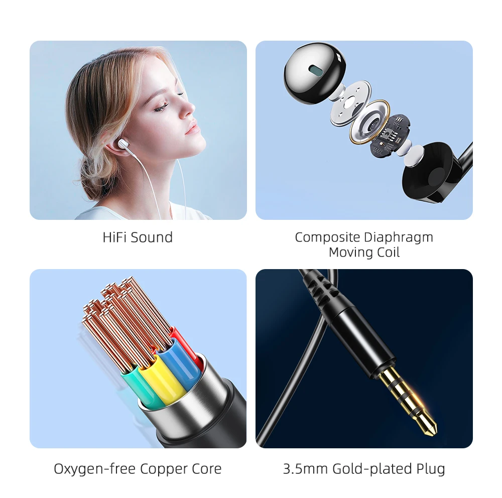 Auriculares intrauditivos Essager con cable negro