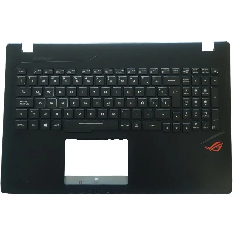 Vista superior del teclado con reposamanos y funda