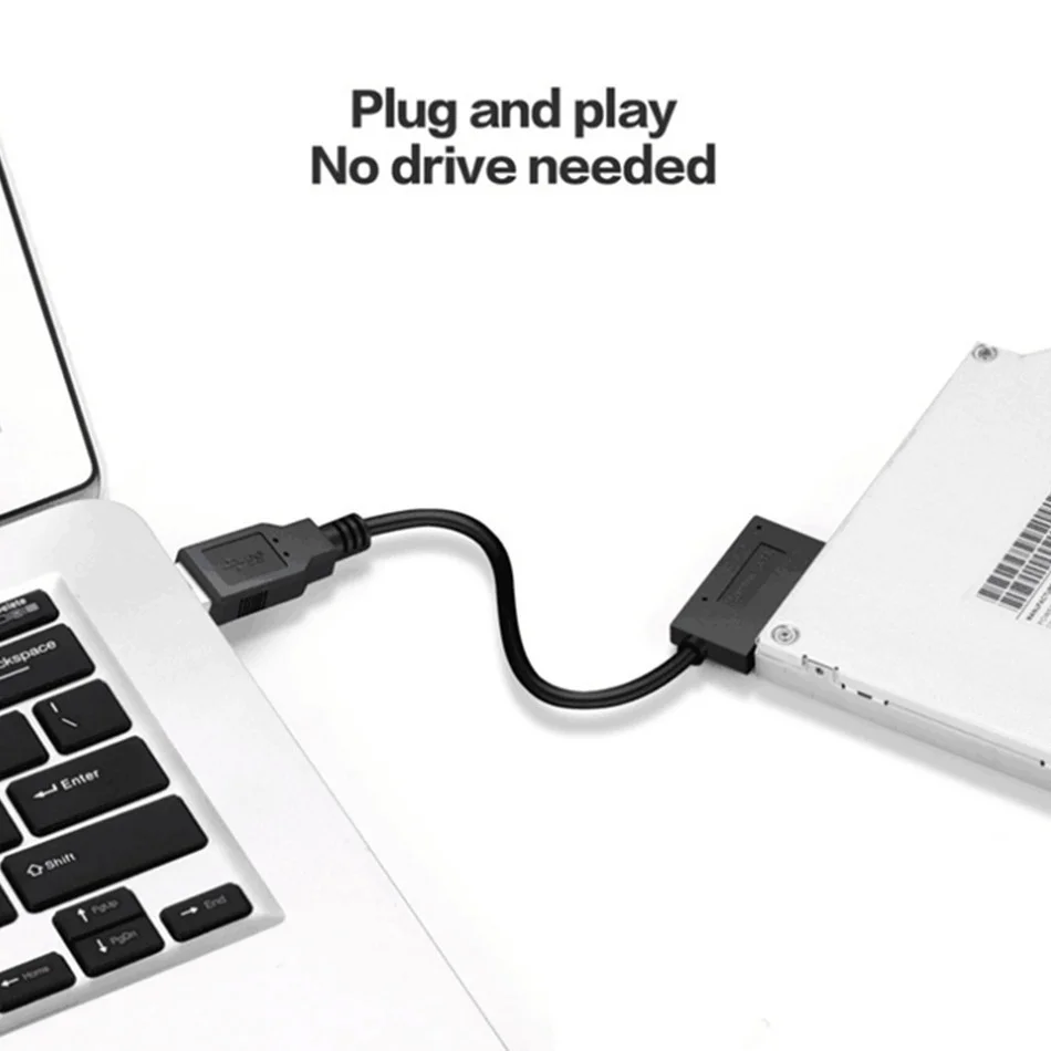 Cable convertidor USB a Mini SATA para unidad óptica de portátil