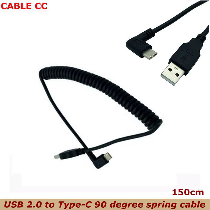 Cable USB-C en espiral para coche enrollado