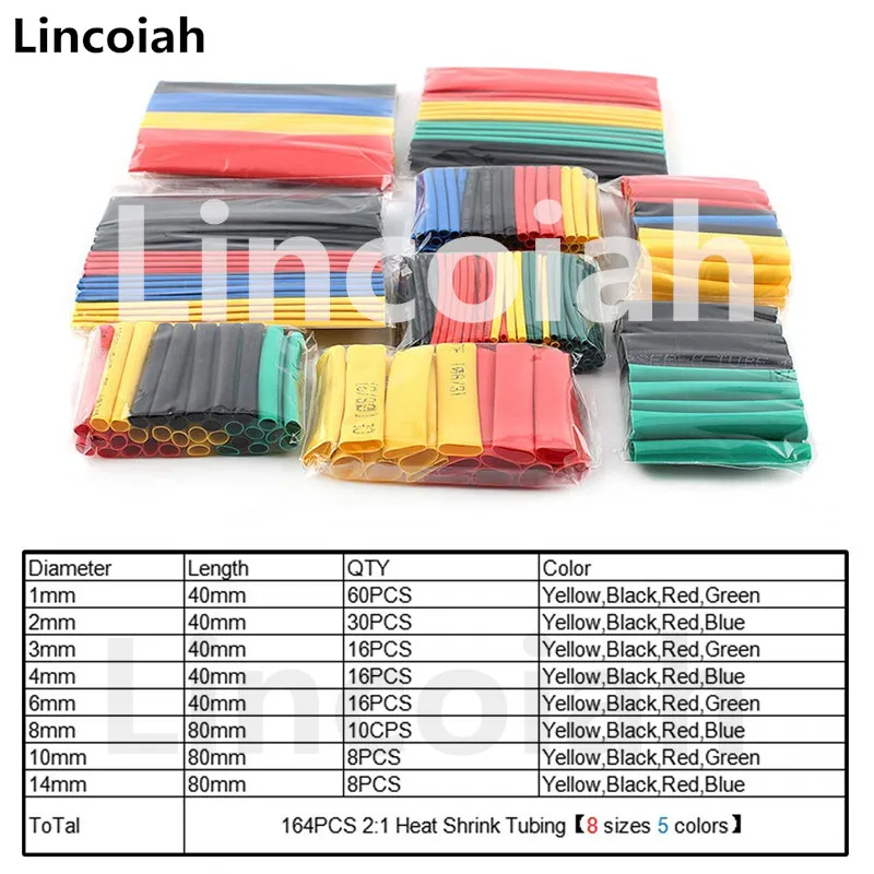 Conjunto de tubos termorretráctiles variados