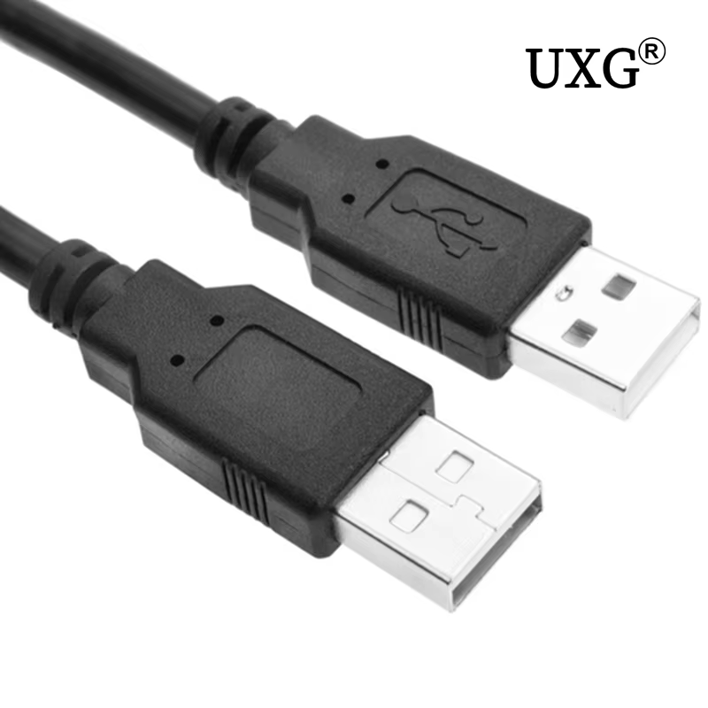 Cable USB 2.0 negro macho a macho en escritorio