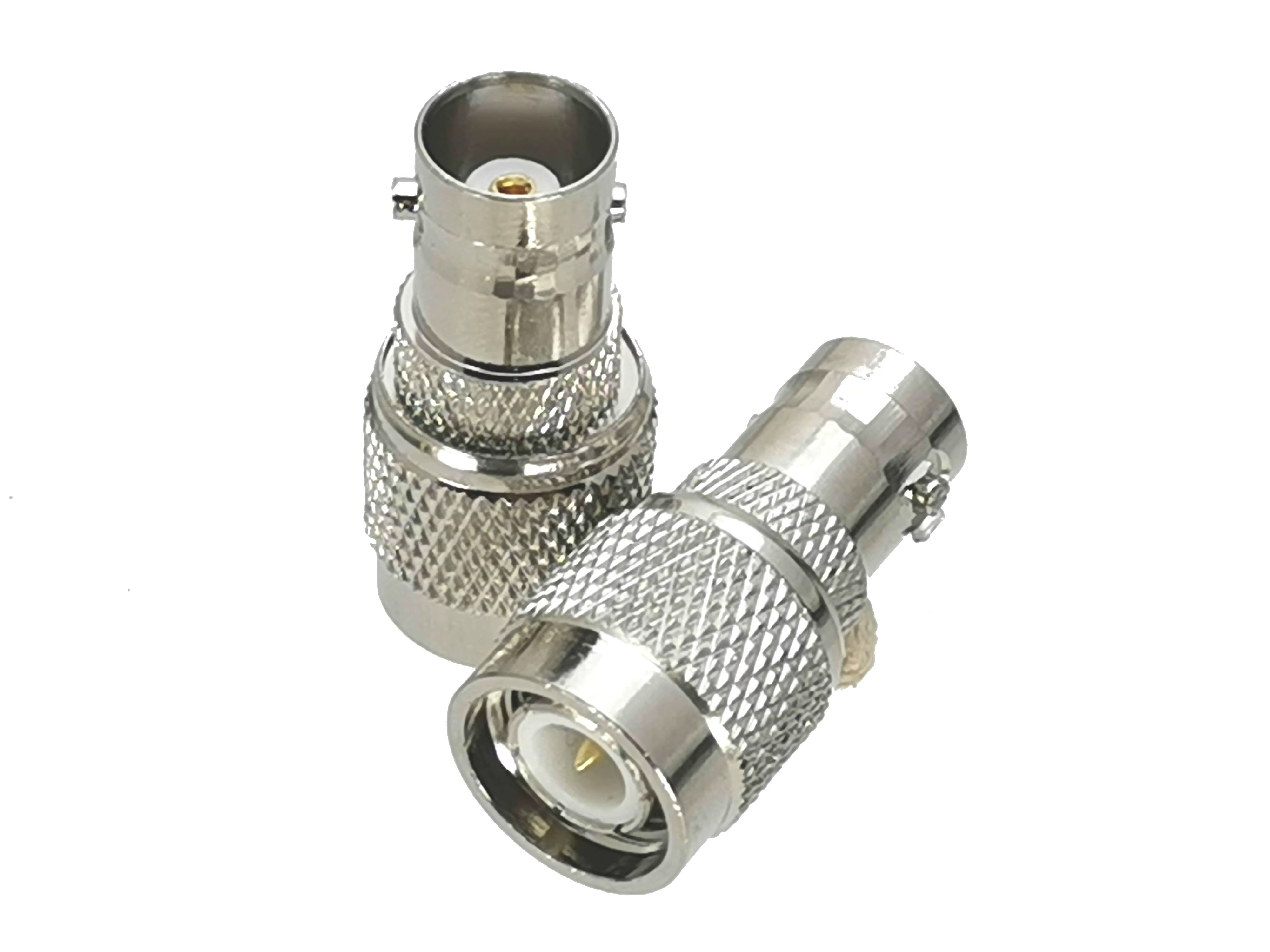 Vista frontal del conector BNC hembra a TNC macho