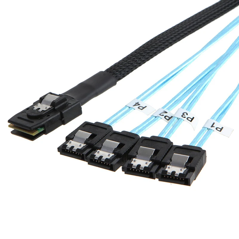 Detalle del conector SFF‑8087 con latch