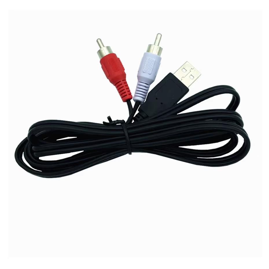 Cable USB-A a RCA visto desde el conector USB