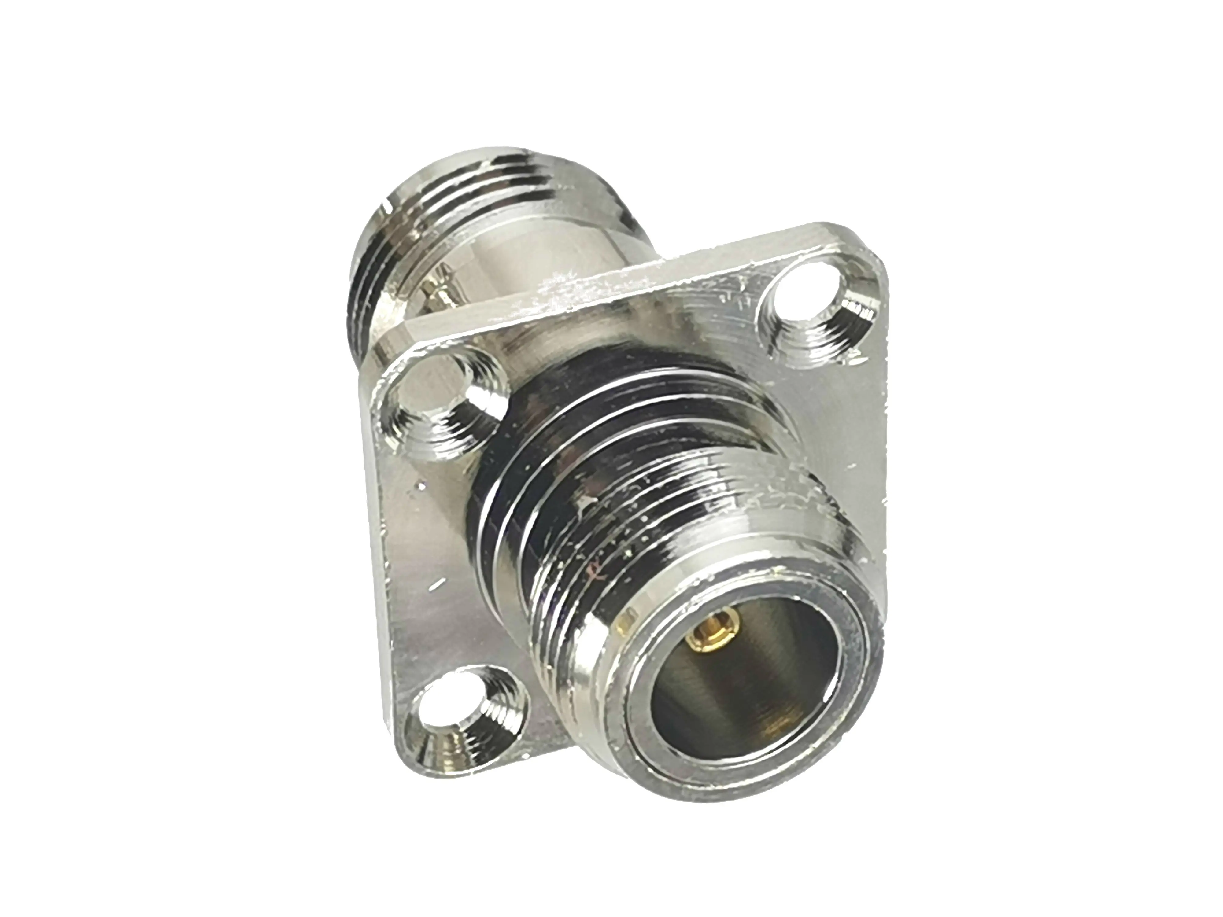 Vista inferior del connector con brida de 4 agujeros