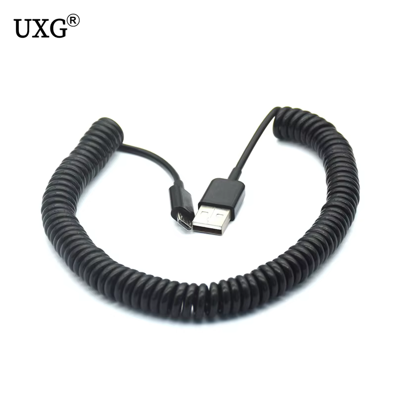 Cable en espiral conectado a un dispositivo