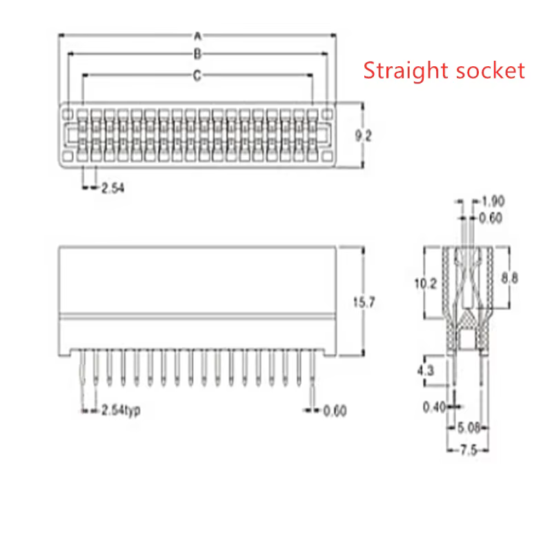 Conector de tarjeta de borde PCB con dedos dorados