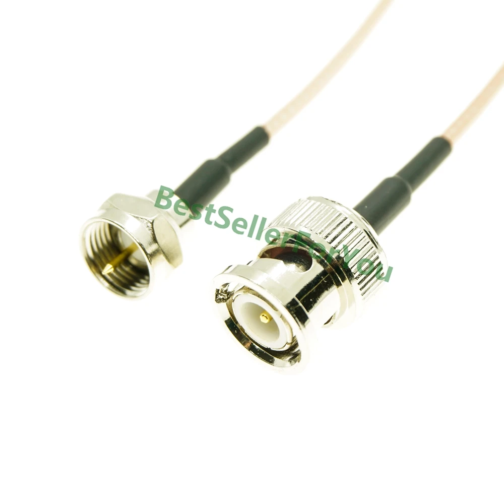 Cable RF coaxial macho F a BNC con conductor de cobre trenzado