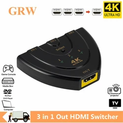 Conmutador HDMI 3 Puertos - Divisor 4K/2K Mini 1080P para HDTV/PC
