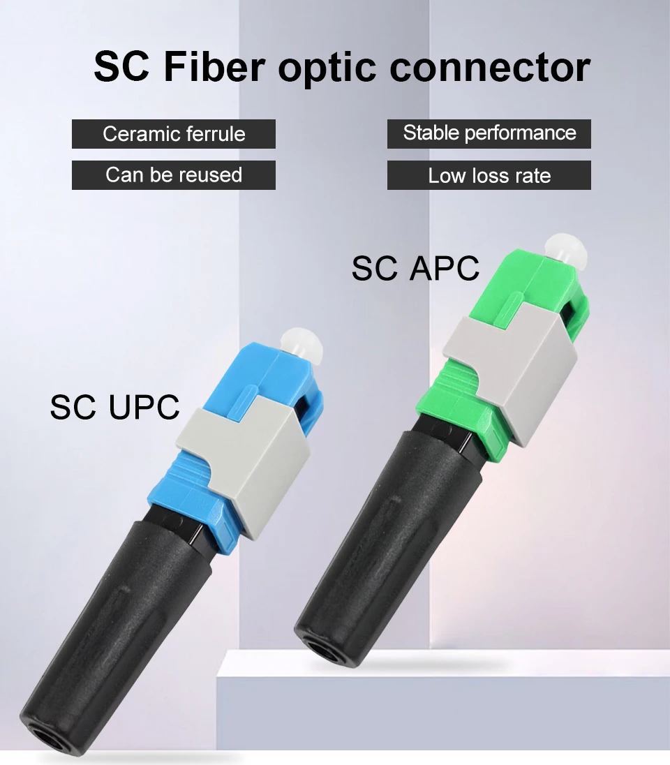 Conectores rápidos SC UPC/APC monomodo para FTTH