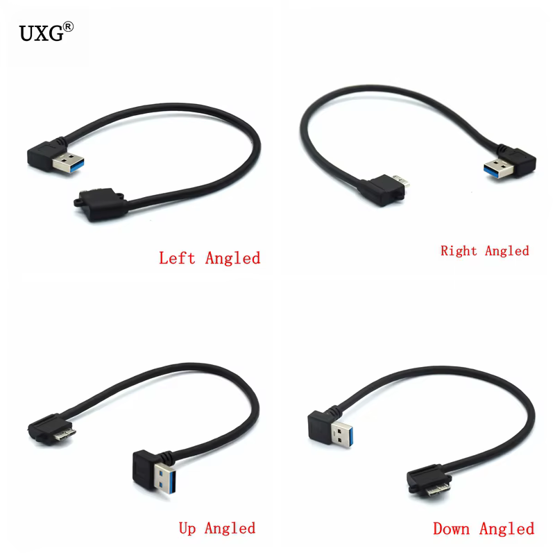 Cable USB 3.0 Micro B Angular conectado a disco duro externo