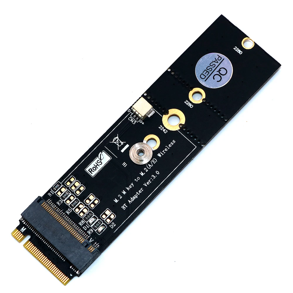 Vista frontal del adaptador M.2 Key A a Key M