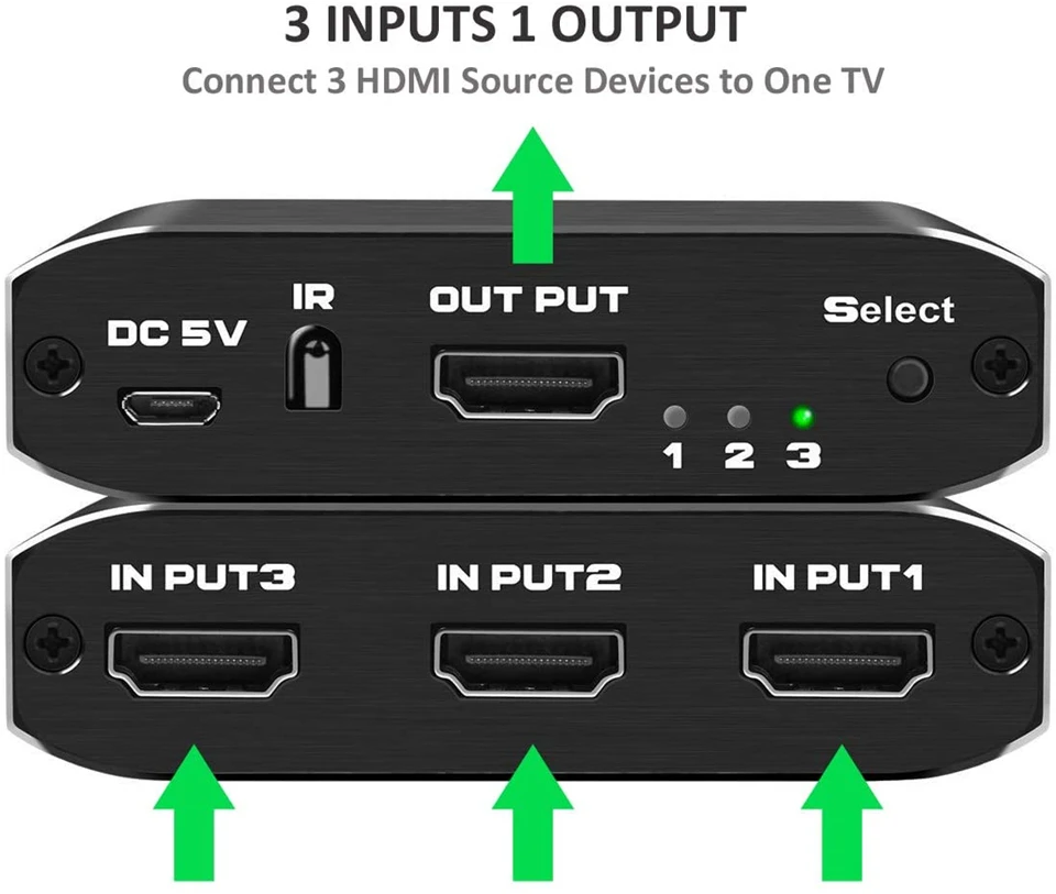 Control remoto IR y botón manual del conmutador