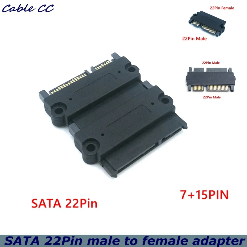 Vista frontal del adaptador SATA 22 pines macho a hembra