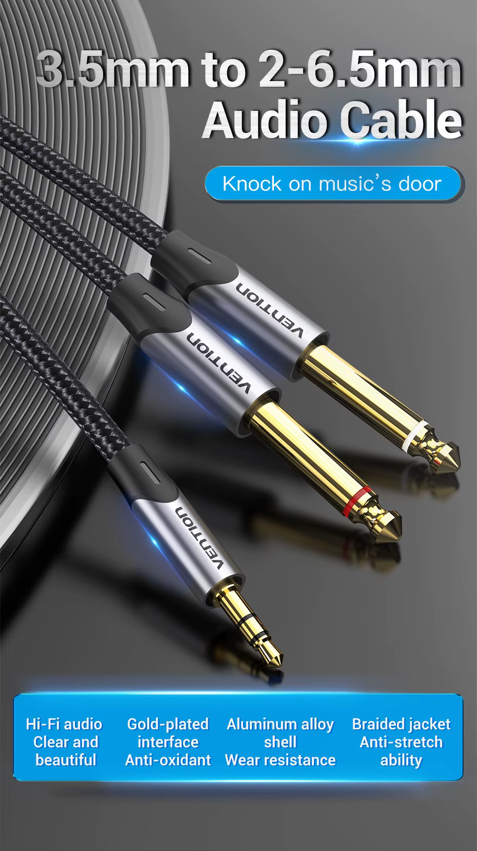Conector 3,5 mm a doble 6,5 mm