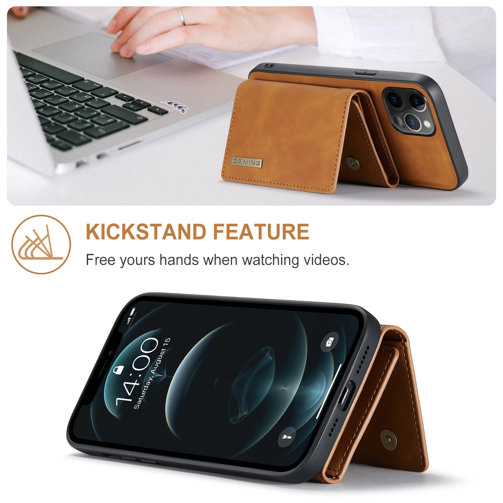 Funda de cuero PU en color negro con acabado texturizado