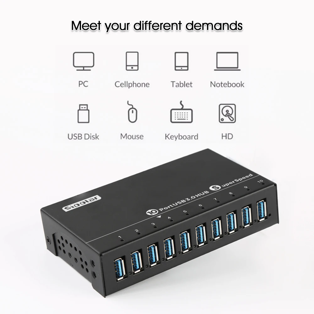 Vista frontal del hub USB Sipolar A-103