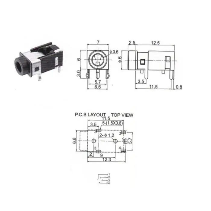 Conector hembra PJ322 vista frontal