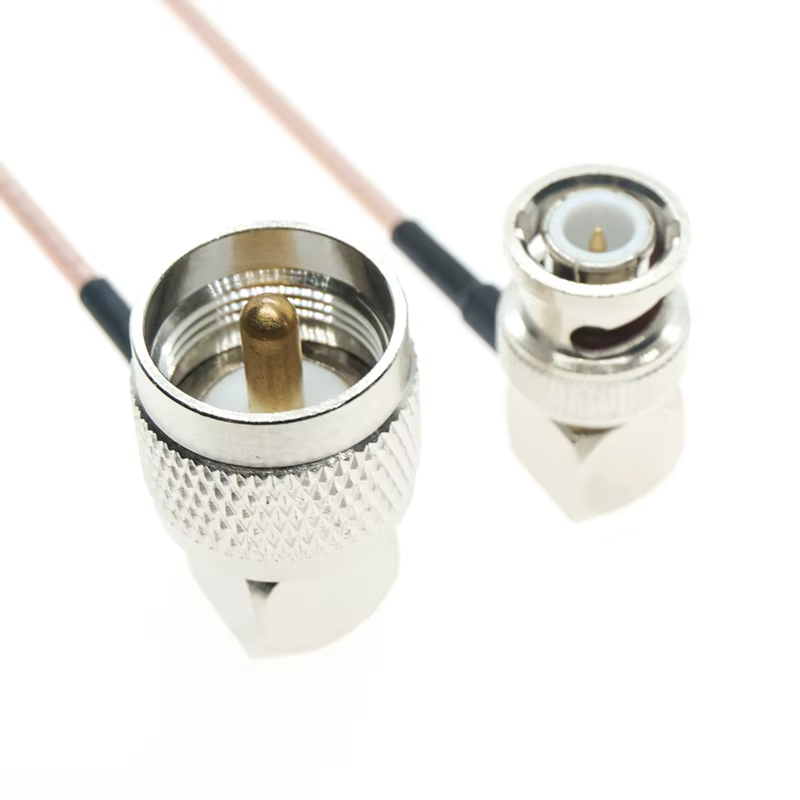 Conector BNC macho de ángulo recto PL259 para cable RG316