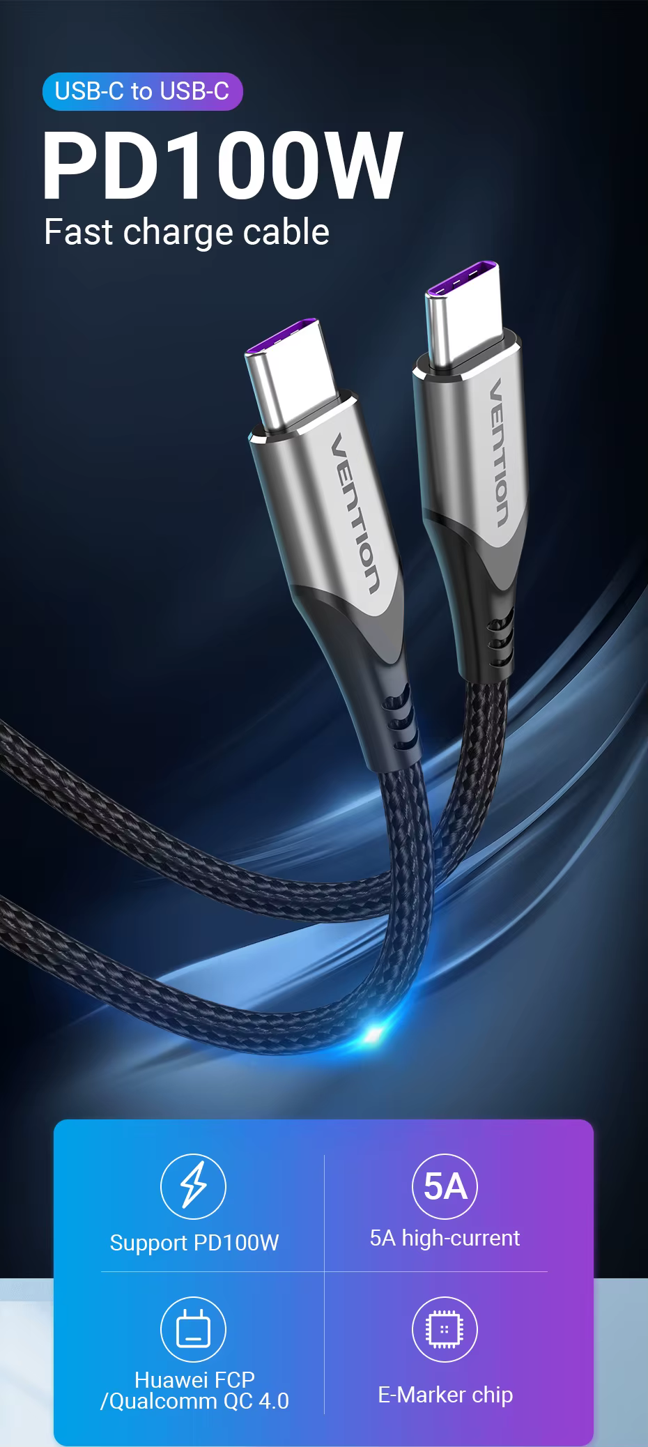 Cable USB-C de carga rápida Vention