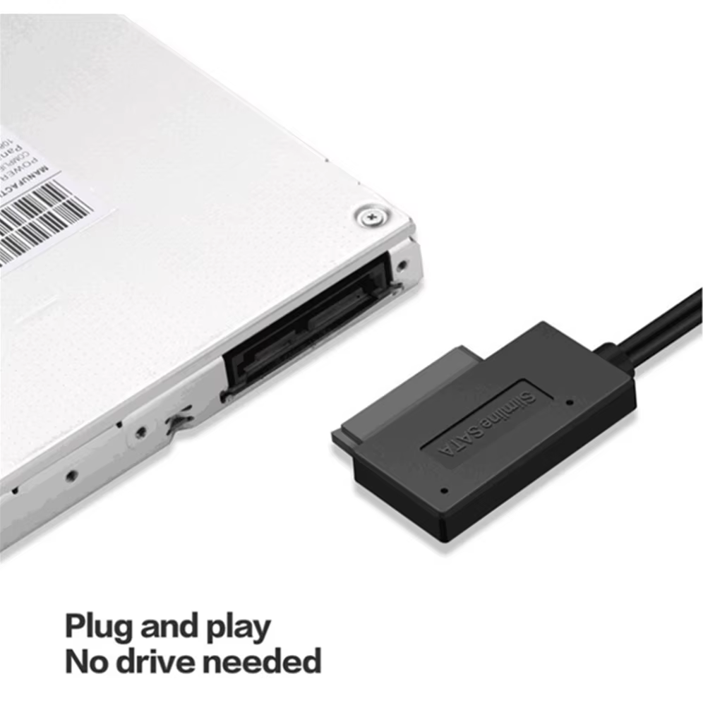 Cable convertidor USB a Mini SATA visto de frente