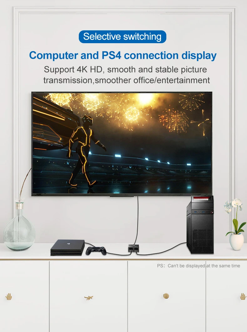 Detalle de los puertos HDMI del conmutador