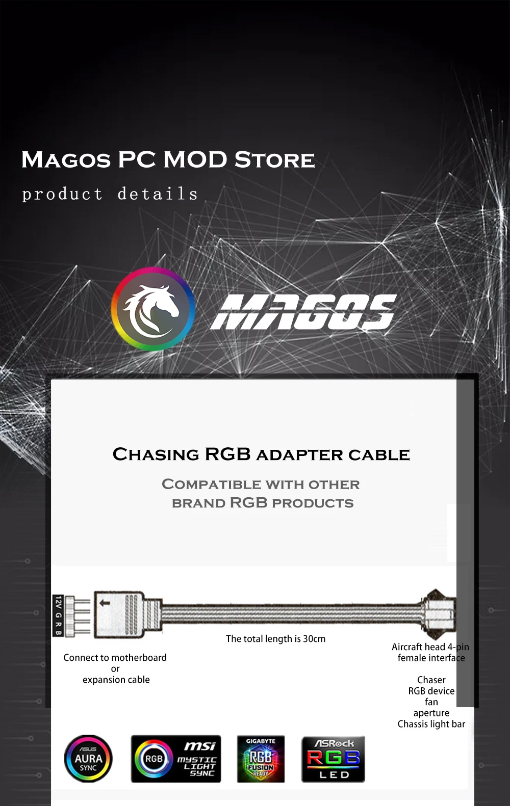 Cable adaptador RGB JST hembra a macho