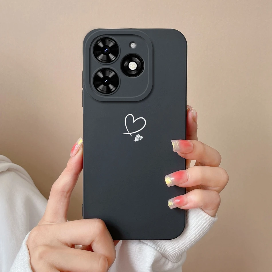 Funda de silicona líquida color negro oscuro para Tecno Spark Go 2024