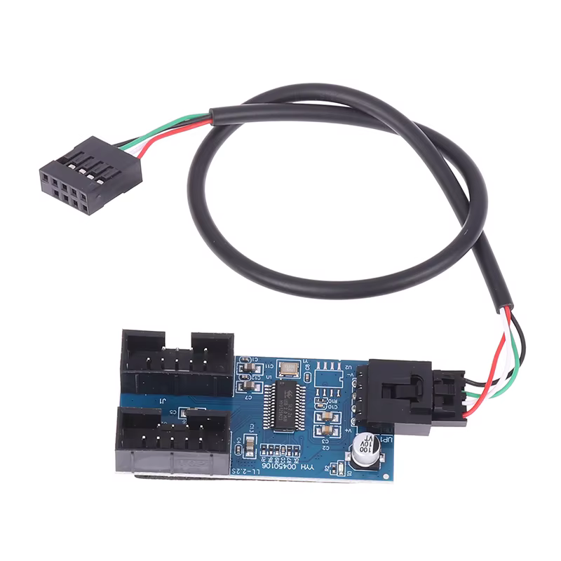 Tarjeta expansión USB 2.0 con cable – Adaptador macho a 2 hembras - imagen 5