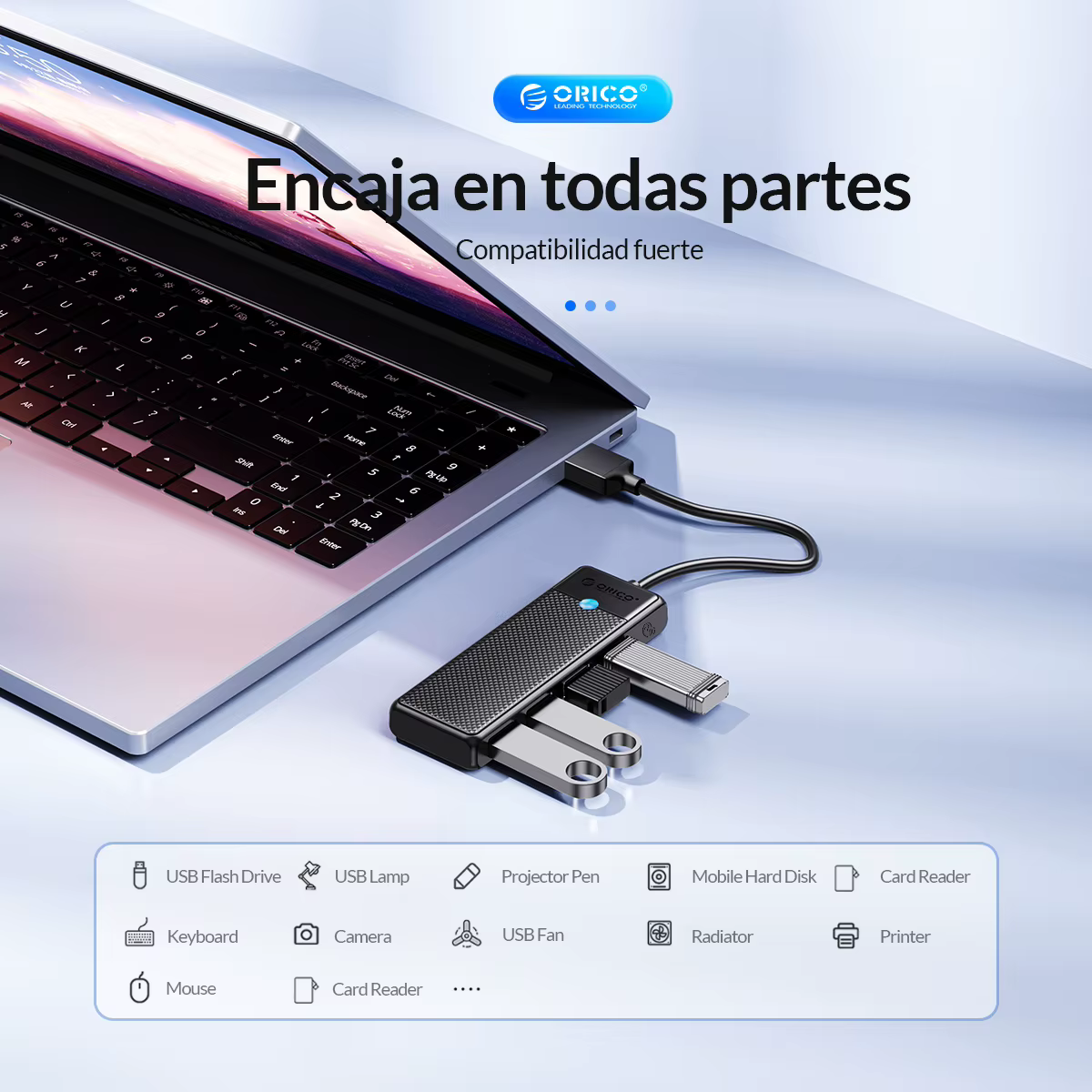 HUB USB conectado a diversos dispositivos