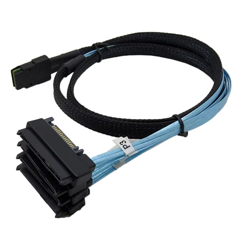 Cable Splitter SAS 4 Puertos SFF-8087 a SFF-8482 con Alimentación SATA