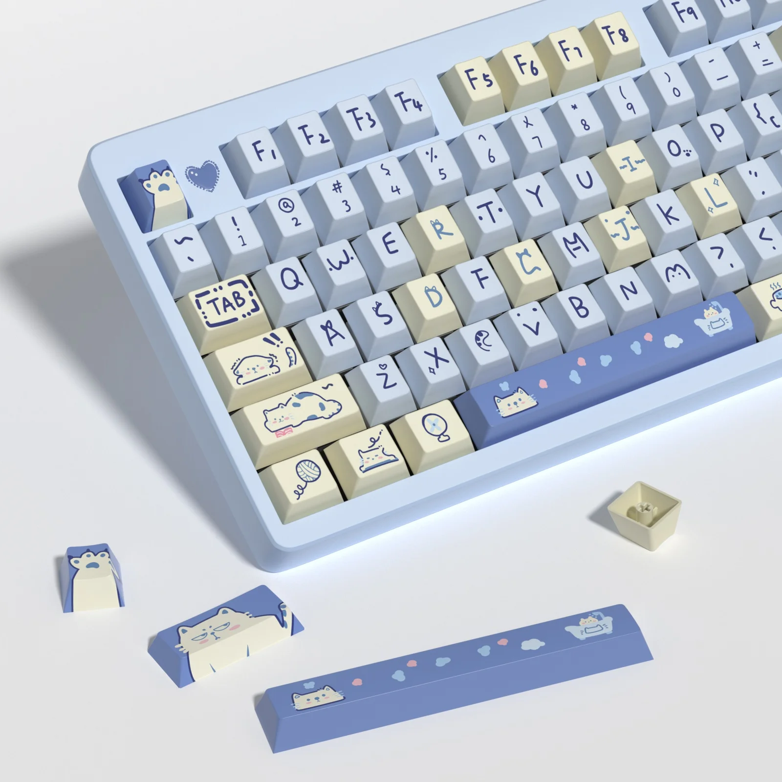 KBDiy Teclas Perfil Cherry PBT MX Gaming Meow Azul Teclado Mecánico - imagen 3