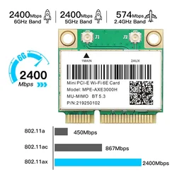 Tarjeta WiFi 6E AX210 PCI-E Bluetooth 5.3